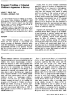 Program Priorities Of Crippled Childrens Agencies A Survey