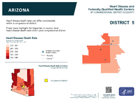 AZ Congressional District 05 Heart Disease and Federally Qualified Health Centers Map 118th Congress