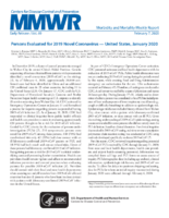 Persons Evaluated for 2019 Novel Coronavirus  United States January 2020