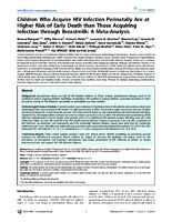 Children Who Acquire HIV Infection Perinatally Are at Higher Risk of Early Death than Those Acquiring Infection through Breastmilk A MetaAnalysis