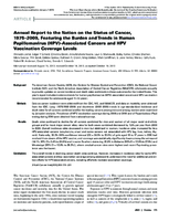 Annual Report to the Nation on the Status of Cancer 19752009 Featuring the Burden and Trends in Human Papillomavirus HPVAssociated Cancers and HPV Vaccination Coverage Levels