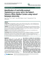 Identification of methicillinresistant Staphylococcus aureus within the Nations Veterans Affairs Medical Centers using natural language processing