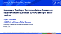 Summary of Grading of Recommendations Assessment Development and Evaluation GRADE of herpes zoster vaccines