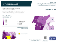 PA Congressional District 13 Stroke and Federally Qualified Health Centers Map 118th Congress
