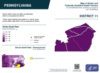 PA Congressional District 11 Stroke and Federally Qualified Health Centers Map 119th Congress