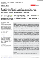 Occupational and Industry Prevalence of New LongTerm Symptoms Within American Red Cross Blood Donors with and Without History of SARSCoV2 Infection
