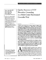 Quality Assurance Of HIV Prevention Counseling In A MultiCenter Randomized Controlled Trial Project Respect Study Group