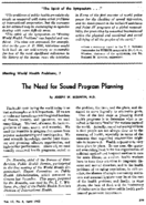The need for sound program planning