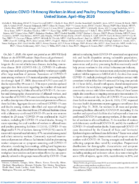 Update COVID19 Among Workers in Meat and Poultry Processing Facilities  United States AprilMay 2020