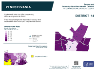 PA Congressional District 14 Stroke and Federally Qualified Health Centers Map 118th Congress
