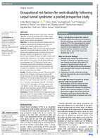 Occupational Risk Factors for Work Disability Following Carpal Tunnel Syndrome A Pooled Prospective Study