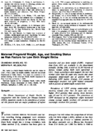 Maternal Pregravid Weight Age And Smoking Status As Risk Factors For Low Birth Weight Births