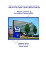 Advisory Committee on Immunization Practices ACIP summary report  October 2930 2014 Atlanta Georgia