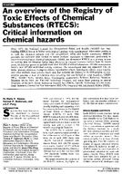 An Overview of the Registry of Toxic Effects of Chemical Substances RTECS Critical Information on Chemical Hazards