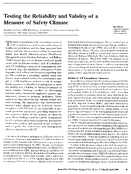 Testing the Reliability and Validity of a Measure of Safety Climate