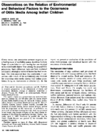 Observations on the relation of environmental and behavioral factors to the occurrence of otitis media among Indian children