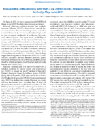 Reduced Risk of Reinfection with SARSCoV2 After COVID19 Vaccination  Kentucky MayJune 2021