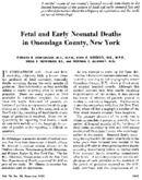 Fetal and early neonatal deaths in Onondaga County New York
