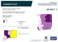 CT Congressional District 02 Stroke and Federally Qualified Health Centers Map 118th Congress