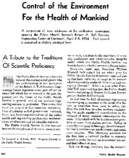 Control of the environment for the health of mankindBriefs of a symposium