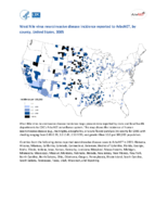 West Nile virus neuroinvasive disease incidence reported to ArboNET by county United States 2005