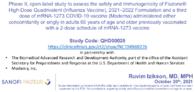 Phase II openlabel study to assess the safety and immunogenicity of Fluzone HighDose Quadrivalent Influenza Vaccine 20212022 Formulation and a third dose of mRNA1273 COVID19 vaccine Moderna administered either concomitantly or singly in adults 65 years of age and older previously vaccinated with a 2dose schedule of mRNA1273 vaccine