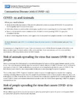 Coronavirus Disease 2019 COVID19 COVID19 and Animals April 30 2020