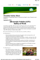 AllTerrain Vehicle ATV Safety at Work 2016