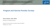 Program and vaccine provider surveys
