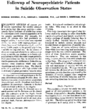 Followup Of Neuropsychiatric Patients In Suicide Observation Status