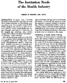 The Institution Needs Of The Health Industry