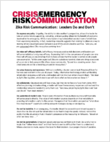 Crisis emergency  risk communication  Zika risk communication  leaders do and dont