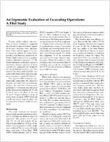 An Ergonomic Evaluation Of Excavating Operations A Pilot Study