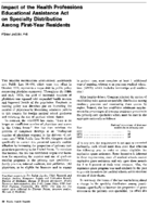 Impact Of Health Professions Educational Assistance Act On Specialty Distribution Among FirstYear Residents