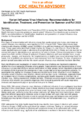 Variant influenza virus infections  recommendations for identification treatment and prevention for summer and fall 2022