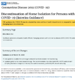Discontinuation of Isolation for Persons with COVID 19 Not in Healthcare Settings Interim Guidance July 17 2020
