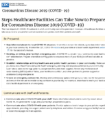 Steps Healthcare Facilities Can Take Now to Prepare for Coronavirus Disease 2019 COVID19 February 29 2020