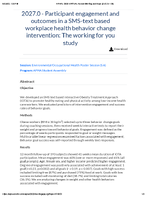 Participant engagement and outcomes in a SMStext based workplace health behavior change intervention the Working for You study