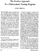 The positive approach to a tuberculosis nursing program