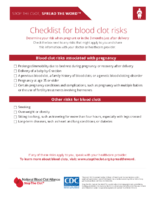 Blood clot riskchecklist for pregnant women