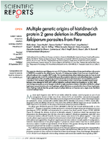 Multiple genetic origins of histidinerich protein 2 gene deletion in Plasmodium falciparum parasites from Peru