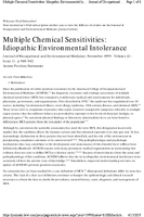 Multiple Chemical Sensitivities Idiopathic Environmental Intolerance