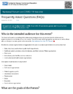 National Forum on COVID19 Vaccine Frequently Asked Questions FAQs