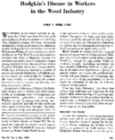 Hodgkins Disease In Workers In The Wood Industry