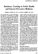 Residency Training In Public Health And General Preventive Medicine