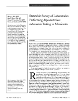 Statewide survey of laboratories performing Mycobacterium tuberculosis testing in Minnesota