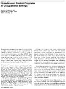 Hypertension control programs in occupational settings