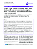 Variants in the vitamin D pathway serum levels of vitamin D and estrogen receptor negative breast cancer among AfricanAmerican women a casecontrol study