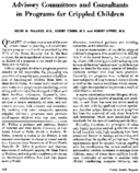 Advisory Committees And Consultants In Programs For Crippled Children