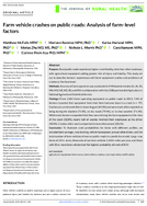 Farm vehicle crashes on public roads analysis of farmlevel factors